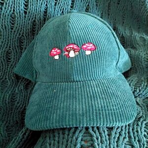 Y2K corduroy aqua mushroom cap